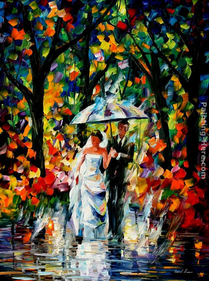 WEDDING UNDER THE RAIN painting - Leonid Afremov WEDDING UNDER THE RAIN art painting